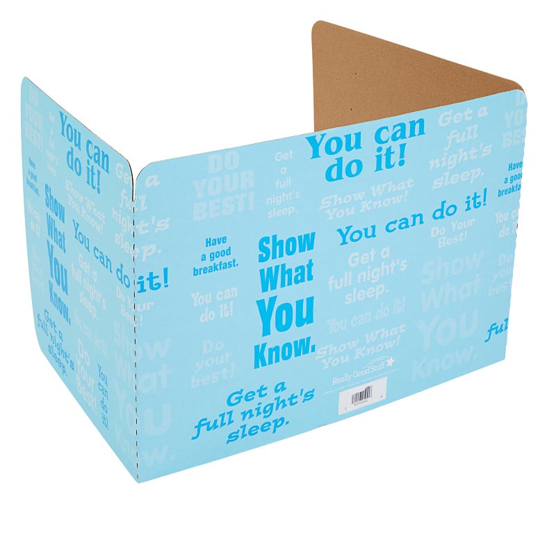 Really Good Stuff Privacy Shields for Student's Desks - 14"H x 22"W x 16"D - Blue Desk Dividers with Motivational Messages (Set of 12) - Image 5